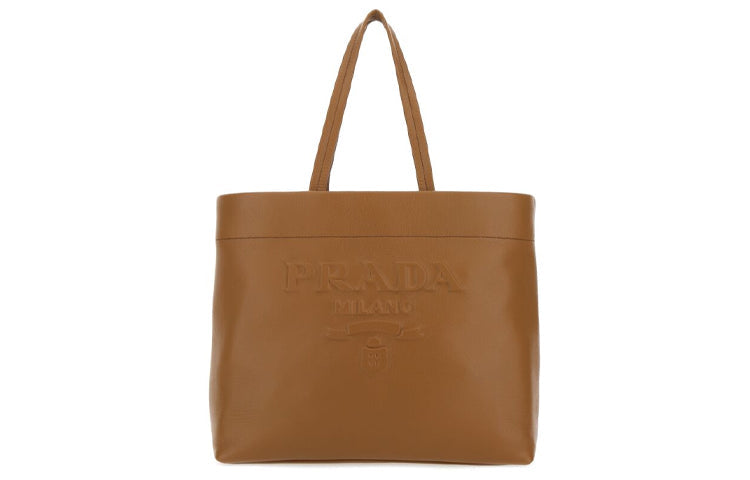 PRADA Deerskin Tote Bag Shopping Bag Handbag Women's Camel