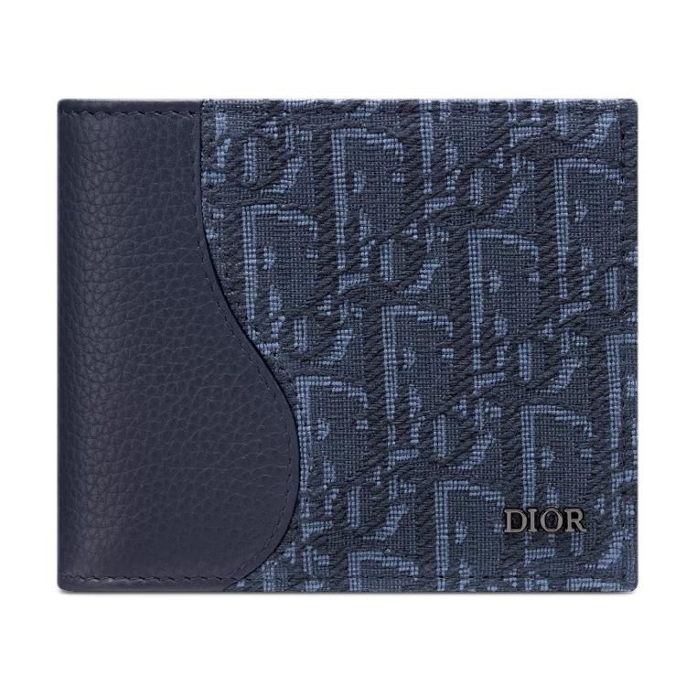 DIOR Saddle Calfskin Wallet Men's Navy