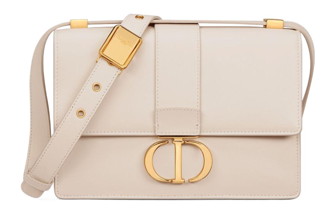 DIOR 30 Montaigne Cow Leather Montaigne Box Bag, Handbag, Shoulder Bag, Crossbody Bag Small Size Women's Matte Ivory