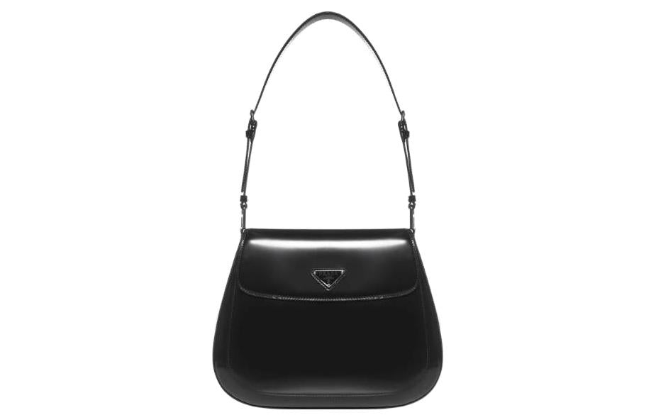 PRADA Cow Leather Shoulder Bag Women's Black