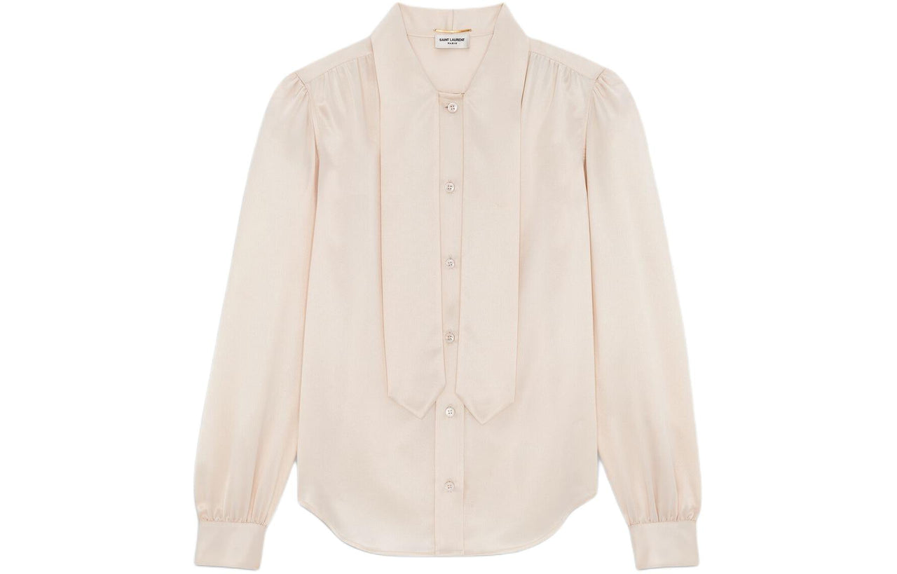 SAINT LAURENT Lavallière-Neck Long-Sleeved Blouse