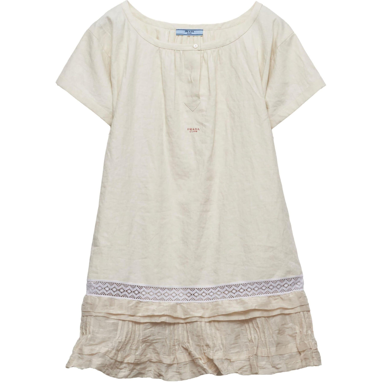 PRADA Embroidere logo Linen Dress