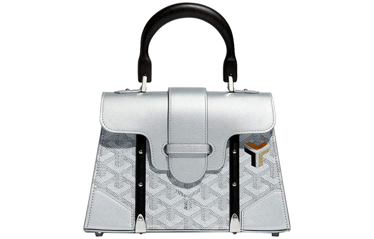 GOYARD Saigon Calfskin Crossbody One Shoulder Handbag Xigong Bag Mini Women's Silver Limited