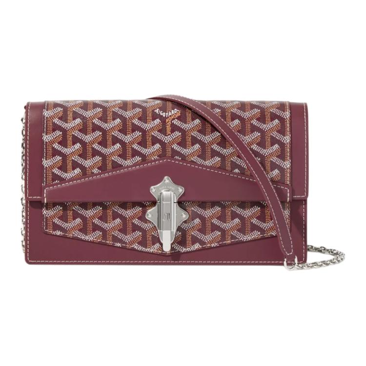 GOYARD Canvas With Calfskin Shoulder Bag Crossbody Bag Women's Burgundy
