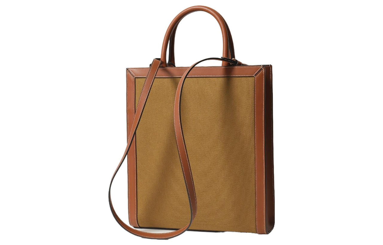 CELINE Cabas Cotton Tote Bag, Shopping Bag, Crossbody Bag, Shoulder Bag, Handbag Trumpets Women's Tan