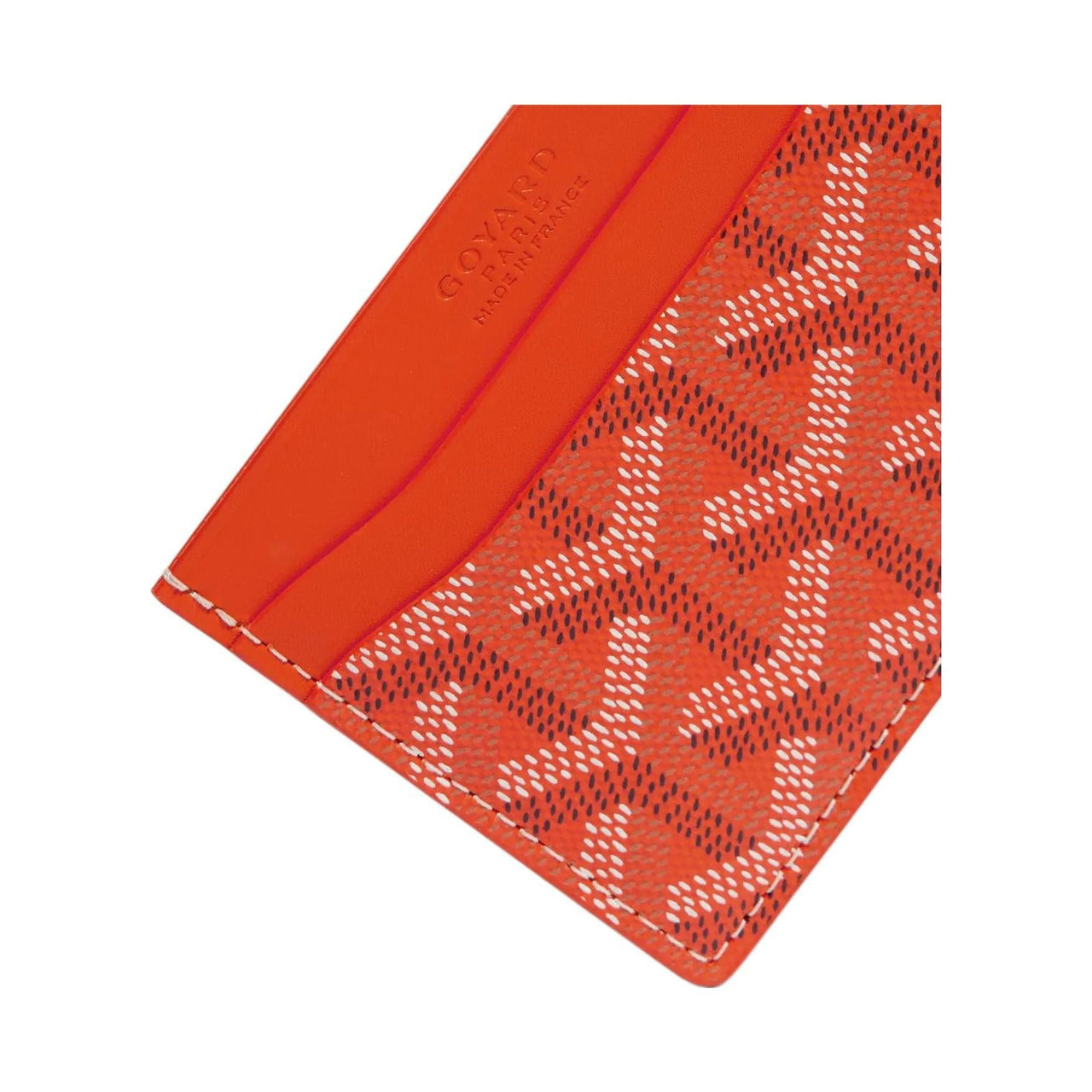 GOYARD Saint-Sulpice Canvas With Calfskin Card Clip Card Holder Unisex Orange With Burgundy Small Heart
