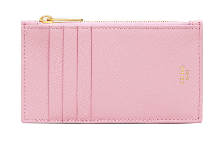 CELINE Cow Leather Card Holder Women's Crystal Pink