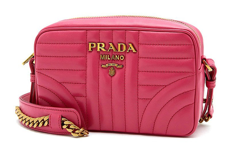 PRADA Diagramme Calfskin Camera Bag Shoulder Bag Crossbody Bag Women's Pink