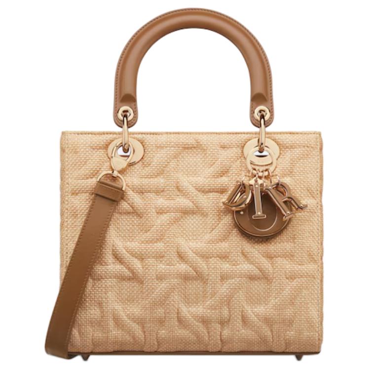 DIOR Lady Dior Calfskin Lady Dior Bag, Shoulder Bag, Crossbody Bag, Handbag Medium Size Women's Beige