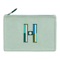 HERMES Cotton Storage Bags Clutches Small Size Unisex Cloud White & Mint Green