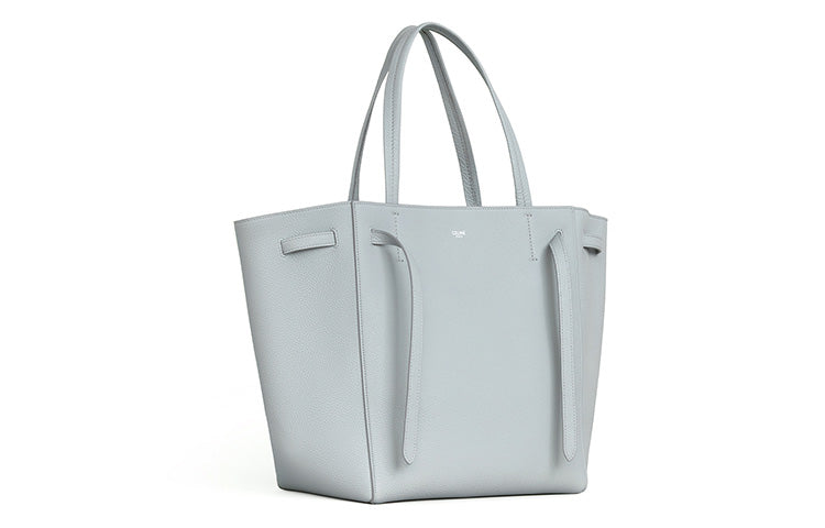 CELINE Cow Leather Portable Tote Shoulder Bag Small Size Women's Mineral