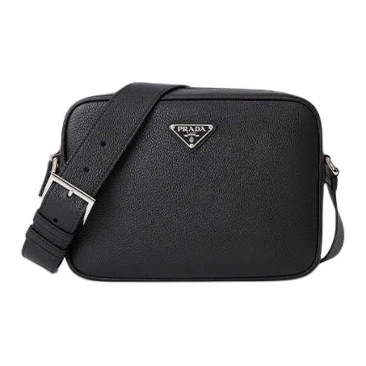PRADA Cow Leather Shoulder Bag Men's Black