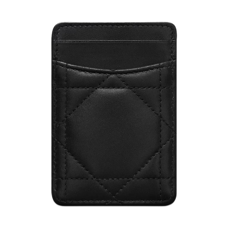 DIOR 30 Montaigne Sheepskin Card Holder Women's Black