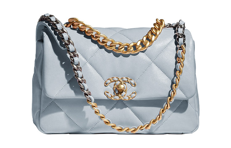 CHANEL 19Bag Lambskin With Metal Shoulder Bag Crossbody Bag Small Size Women's Haze Blue