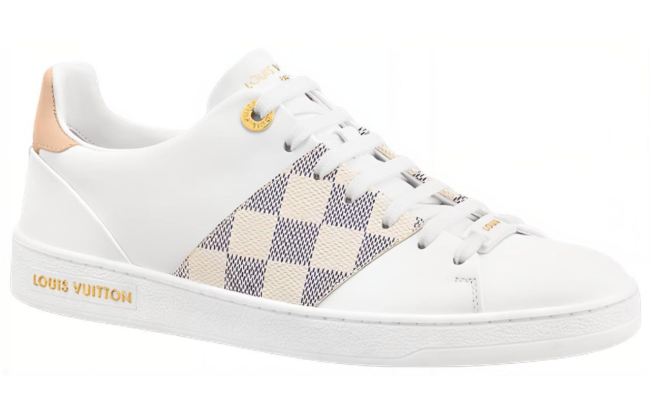 LOUIS VUITTON Frontrow Sneakers 'White With Beige Grey Plaid' Women's