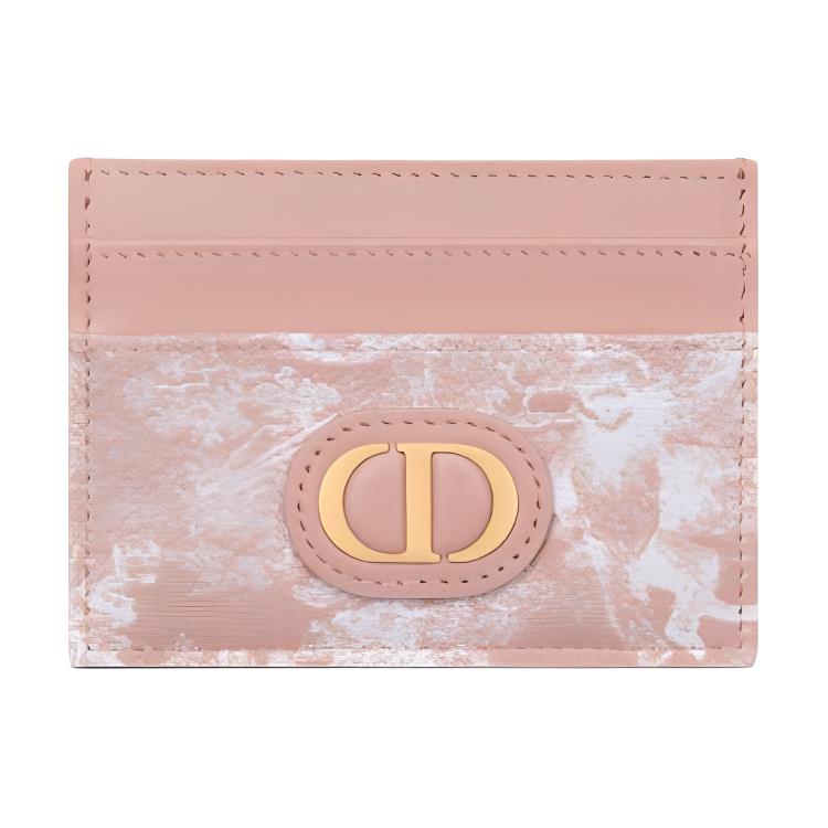 DIOR 30 Montaigne Fabric Jacquard Card Holder Women's Pink