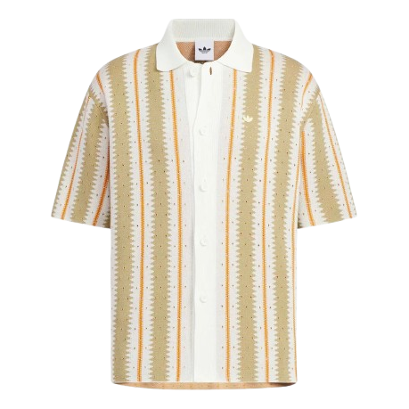 adidas Resort Crochet Polo Knit 'Beige White' KE5834
