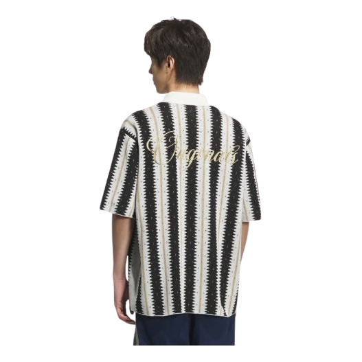 adidas Resort Crochet Polo Knit 'White Black' KE5833