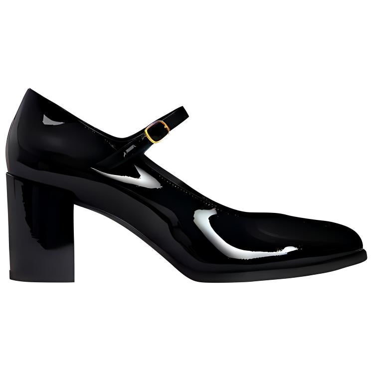 CELINE Chunky Heel Mary Jane Shoes Women's Black