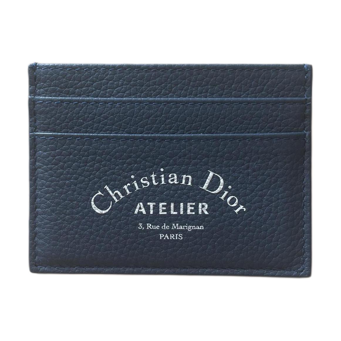 DIOR Grained Calfskin Card Holder Card Holder Men's Dark Blue
