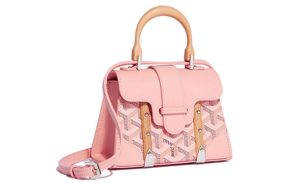 GOYARD Saigon Canvas With Calfskin Shoulder Bag Crossbody Bag Handbag Mini Women's Pink
