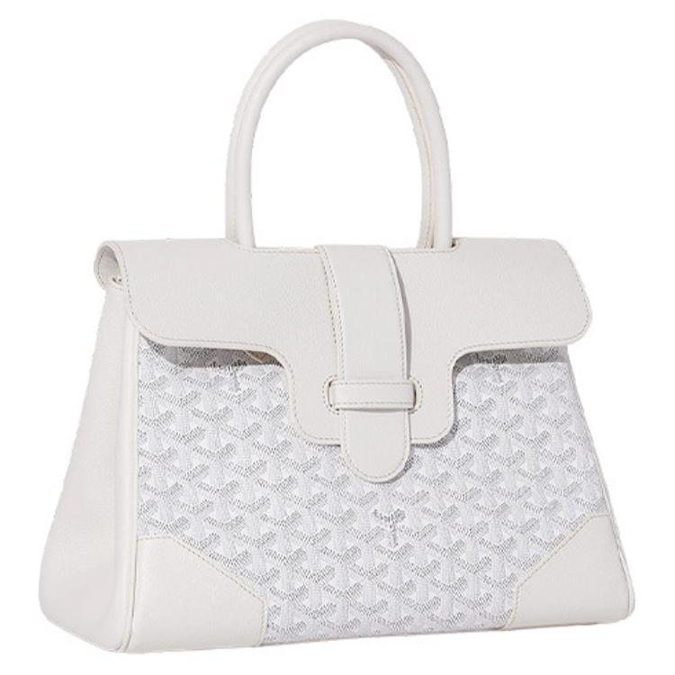 GOYARD Saigon Canvas With Leather Xigong Tote Handbags Shoulder Bags Large Size Unisex White