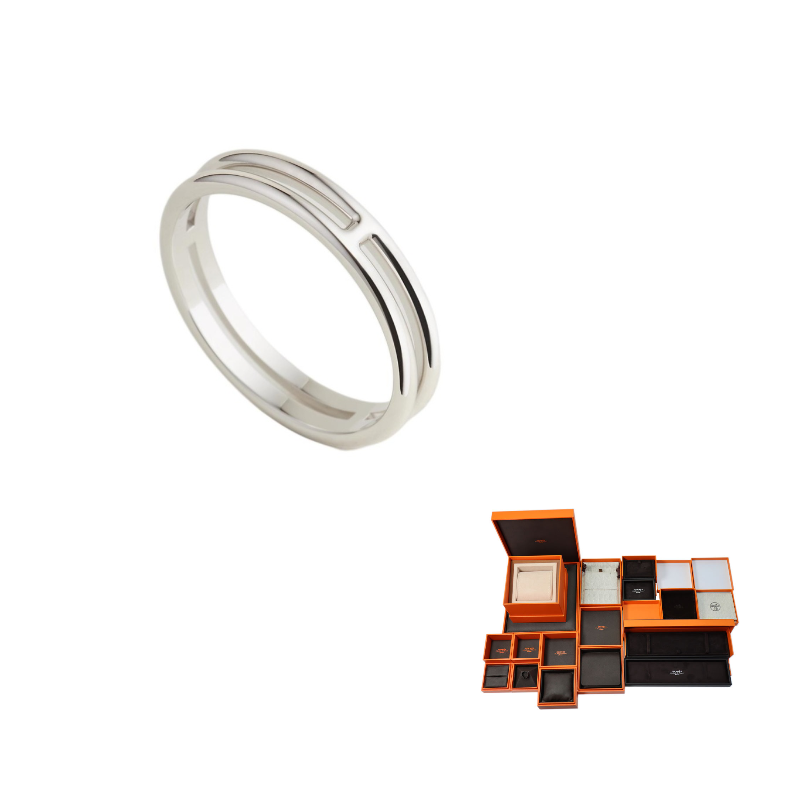 HERMES 18K White Gold Rings Women's Silver
