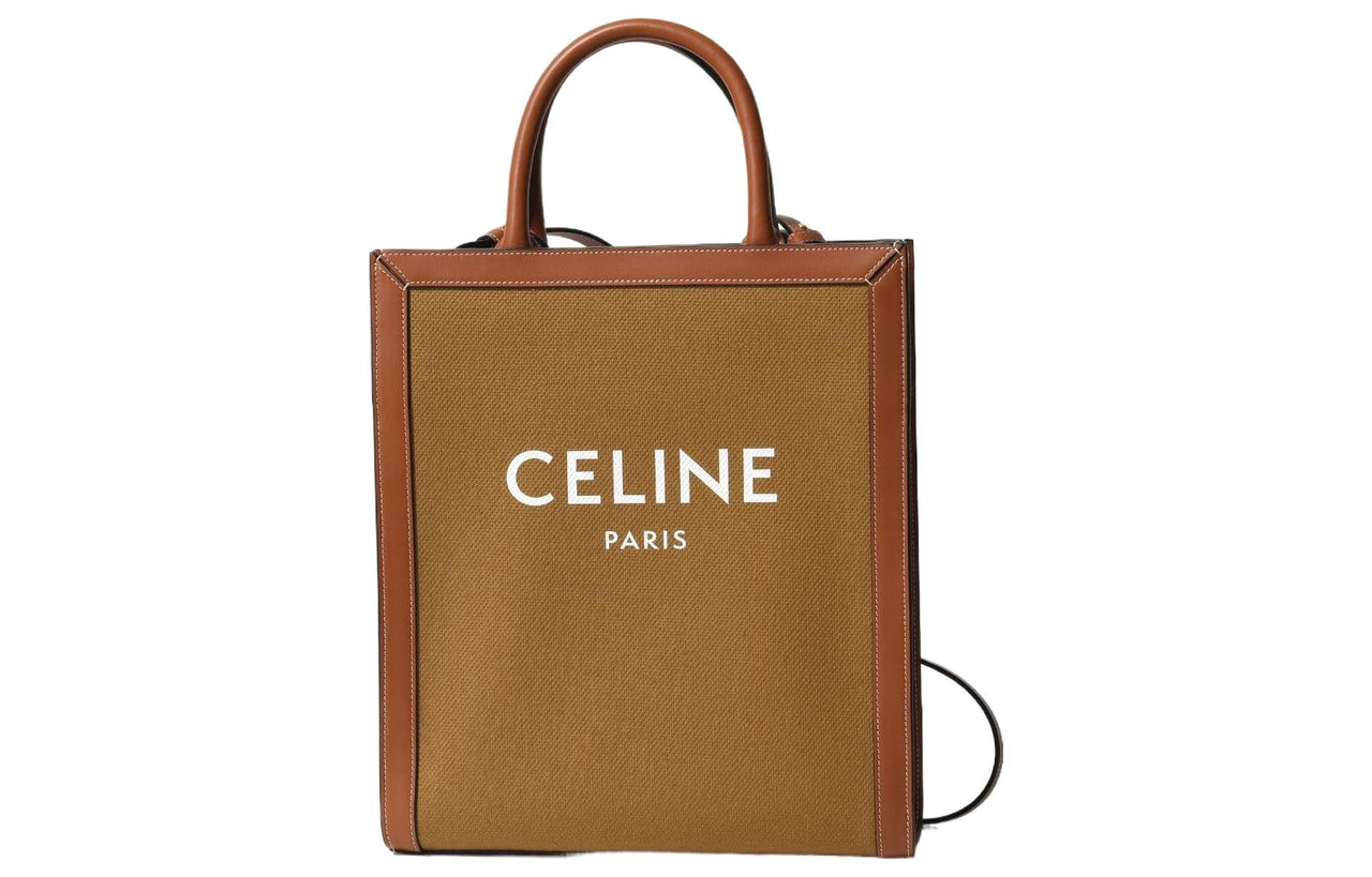 CELINE Cabas Cotton Tote Bag, Shopping Bag, Crossbody Bag, Shoulder Bag, Handbag Trumpets Women's Tan