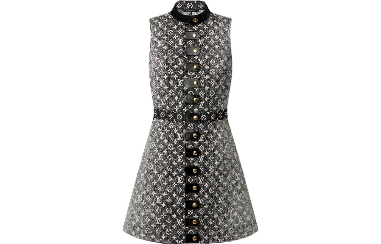 LOUIS VUITTON SS23 Sleeveless Dress Women's Gray Black