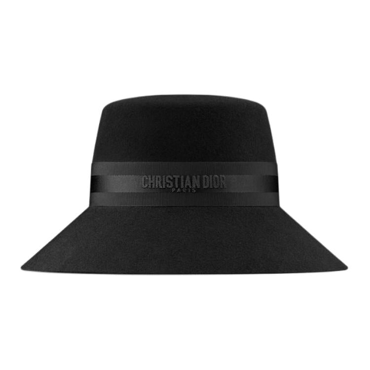 DIOR Rabbit Fur Felt Bucket Hats Women's Black