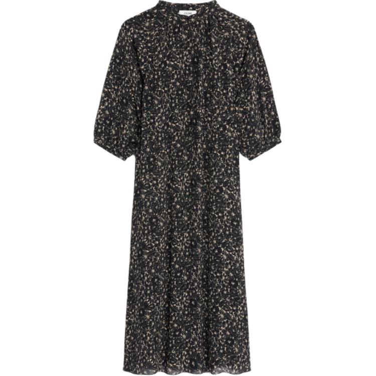 CELINE FW24 Short-Sleeved Dresses Women's Black Vanilla Color