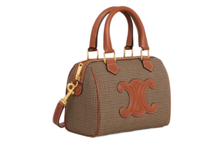 CELINE Cuir Triomphe Fabric Boston Bag One Shoulder Crossbody Portable Travel Bag Small Size Women's Multicolor