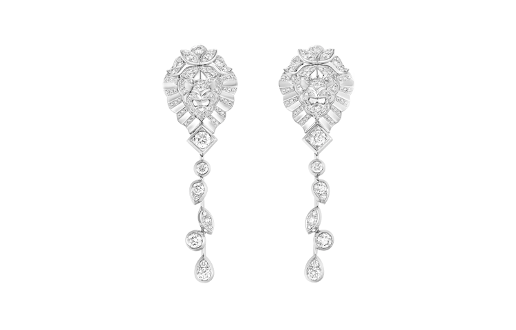 CHANEL 18K White Gold Diamonds Earrings Women's Silver
