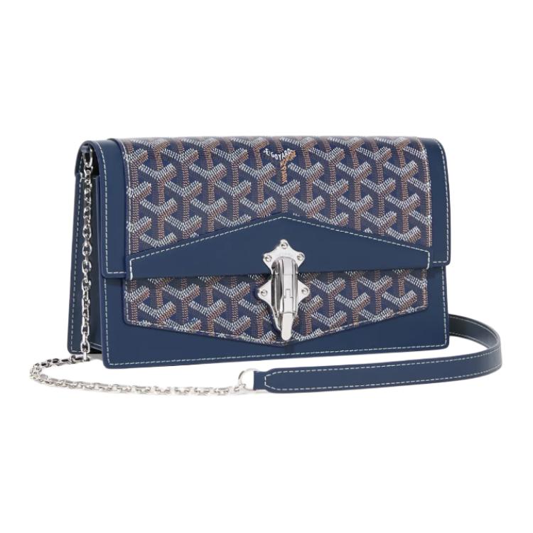 GOYARD Canvas With Calfskin Shoulder Bag Crossbody Bag Women's Marine Blue