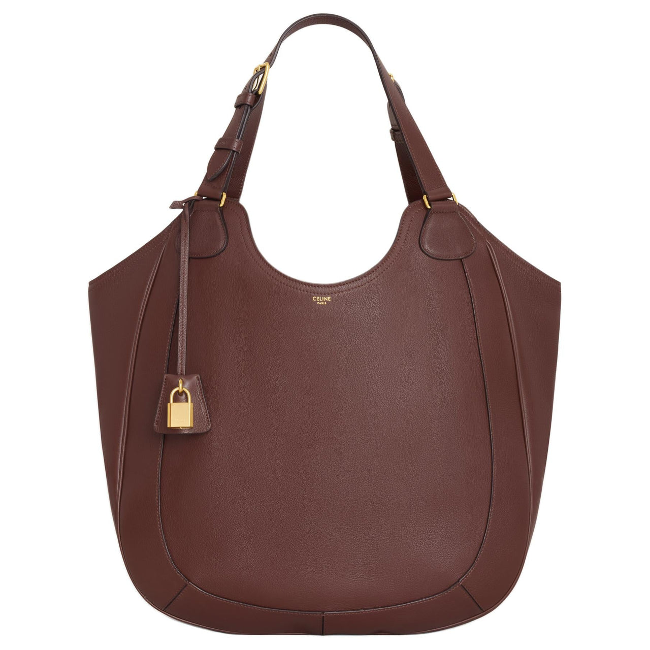 CELINE Calfskin Handbag Regular Women's Chestnut Brown