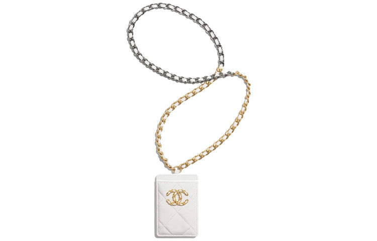 CHANEL 19Bag Lambskin Card Holder Women's White