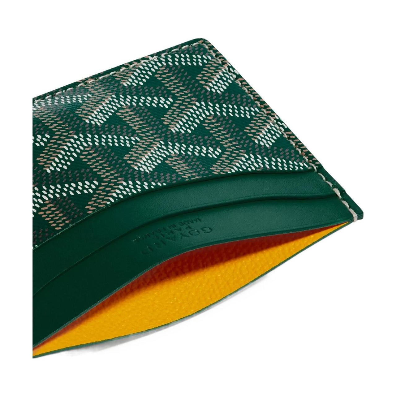 GOYARD Canvas With Calfskin Card Clip Card Holder Unisex Green With Light Blue Small Heart