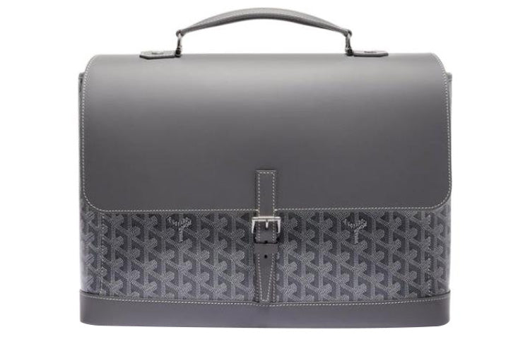 GOYARD Citadin Canvas With Leather Messenger Bag Handbag Briefcase Small Size Unisex Gray