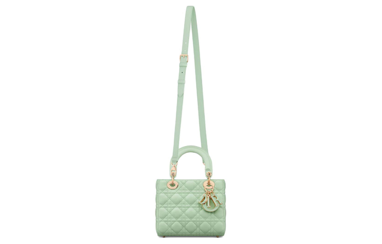 DIOR Lady Dior Cannage Lambskin Dior Bag Shoulder Bag Crossbody Bag Handbag Small Size Women's Light Mint