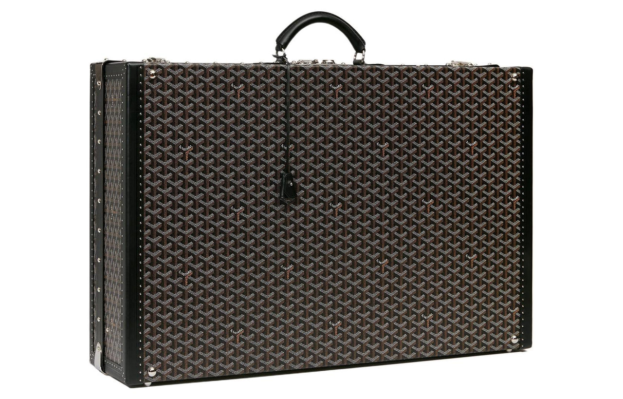 GOYARD Grand Hôtel Canvas With Leather Hard Case Handbag Unisex Black