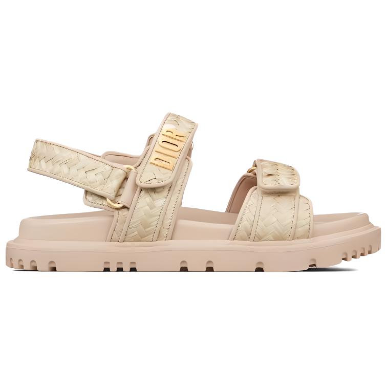 DIOR DiorAct Stylish Sandals Women's Yellow Hemp