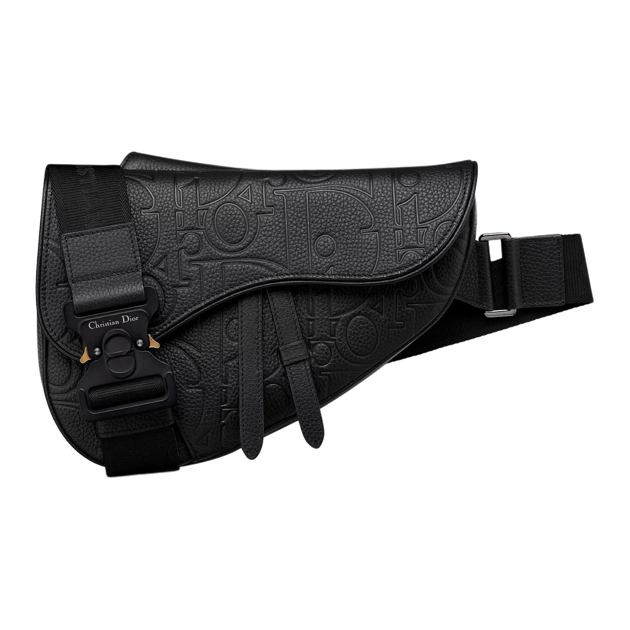 DIOR Calfskin Saddle Bag Crossbody Sling Bag Men's Black