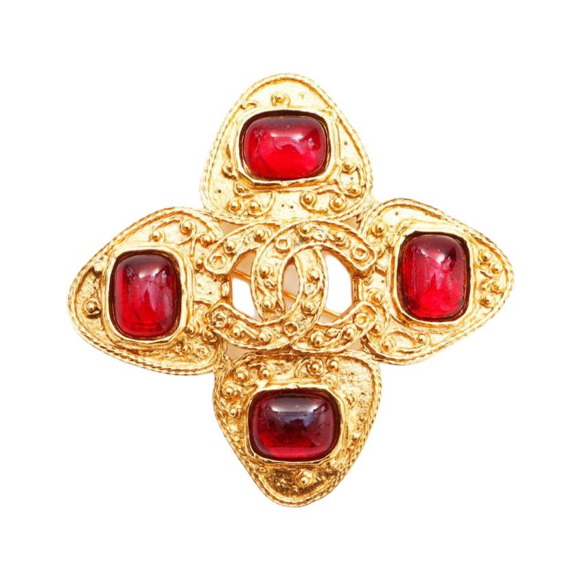 CHANEL 1994 Cc Stone-embellished Brooch