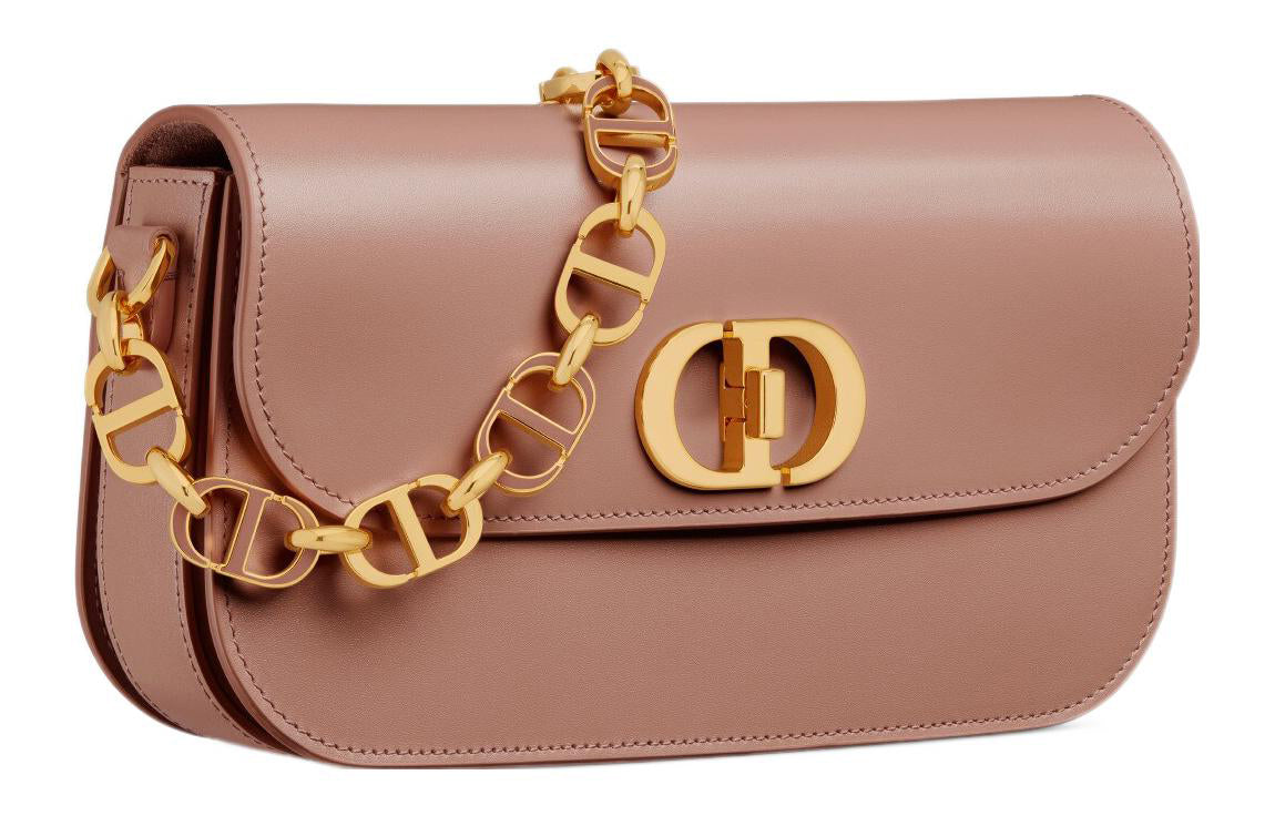 DIOR 30 Montaigne Smooth Finish Cow Leather Shoulder Bag Crossbody Bag Women's Vintage Pink