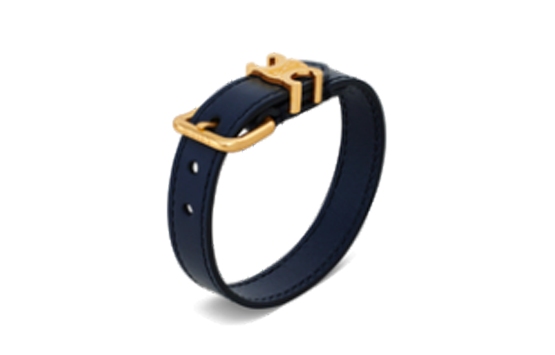 CELINE Brass Calfskin Bracelets Women's Blue/Gold