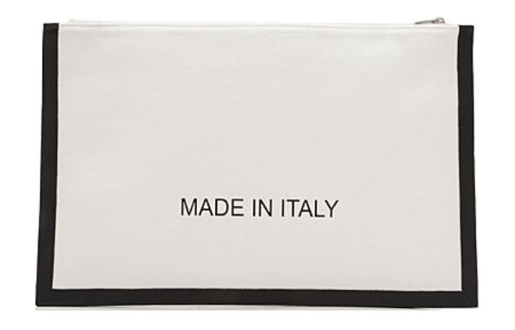 CELINE Fabric With Leather Clutch Women's White & Black