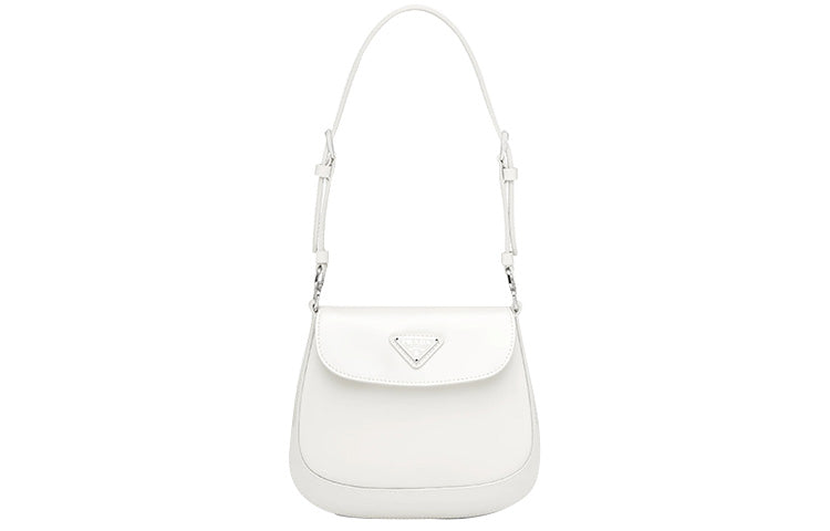 PRADA Cleo Shiny Leather Crossbody Bag, Shoulder Bag Mini Women's White