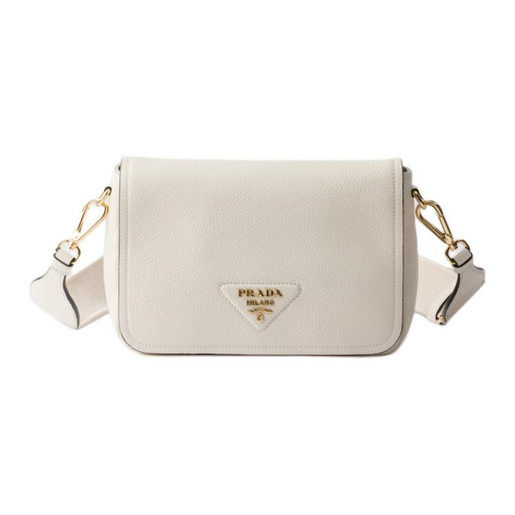 PRADA Cow Leather Shoulder Bag Women's White
