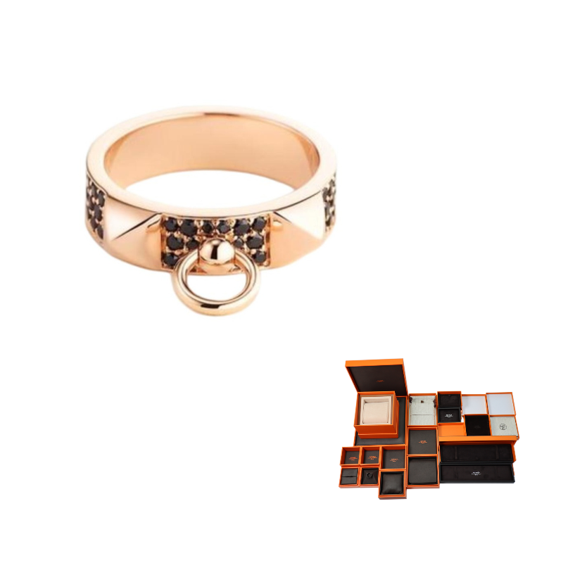 HERMES 18K Rose Gold Rings Women's Gold