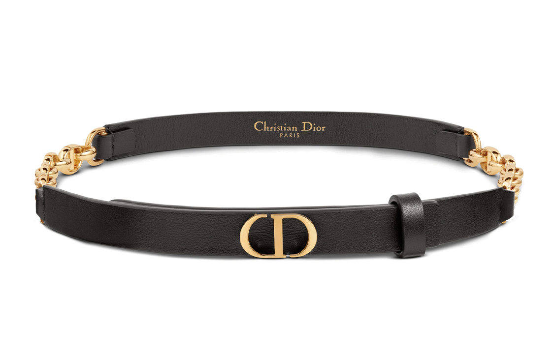 DIOR 30 Montaigne Leather Belts Women's Black